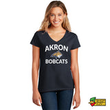 Akron Bobcats Basketball Ladies V-Neck T-Shirt