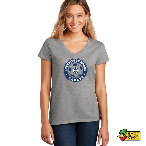 Hoban Soccer Circle Ladies V-Neck T-Shirt