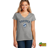 Squires Baseball Block S Ladies V-Neck T-Shirt