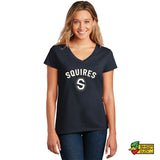 Squires Baseball Block S Ladies V-Neck T-Shirt